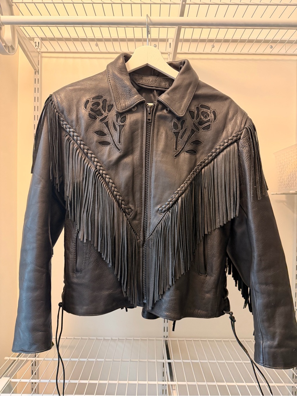 Fringe Leather Jacket - Black Women’s Western-Style Coat